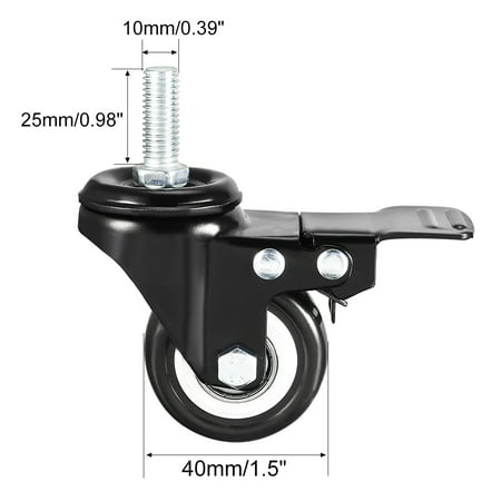 Color : T1, Size : 2inches 4 pieces Pack Of 4 MUMA 1.5/2 Inch Swivel Caster Wheels PU 360 Degree Threaded Stem Caster Wheel M10 X 25mm 120kg Total Load Capacity 